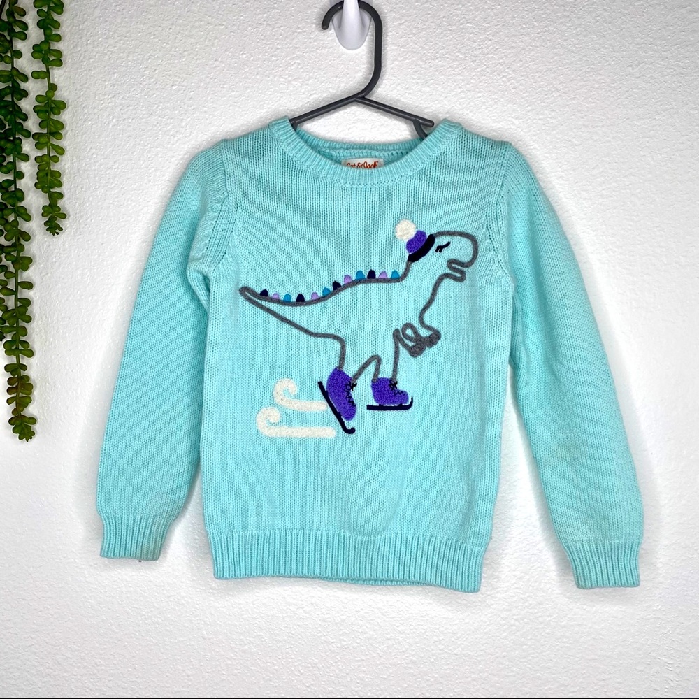 Cat & Jack Girls Blue Dino Skate Sweater 3T